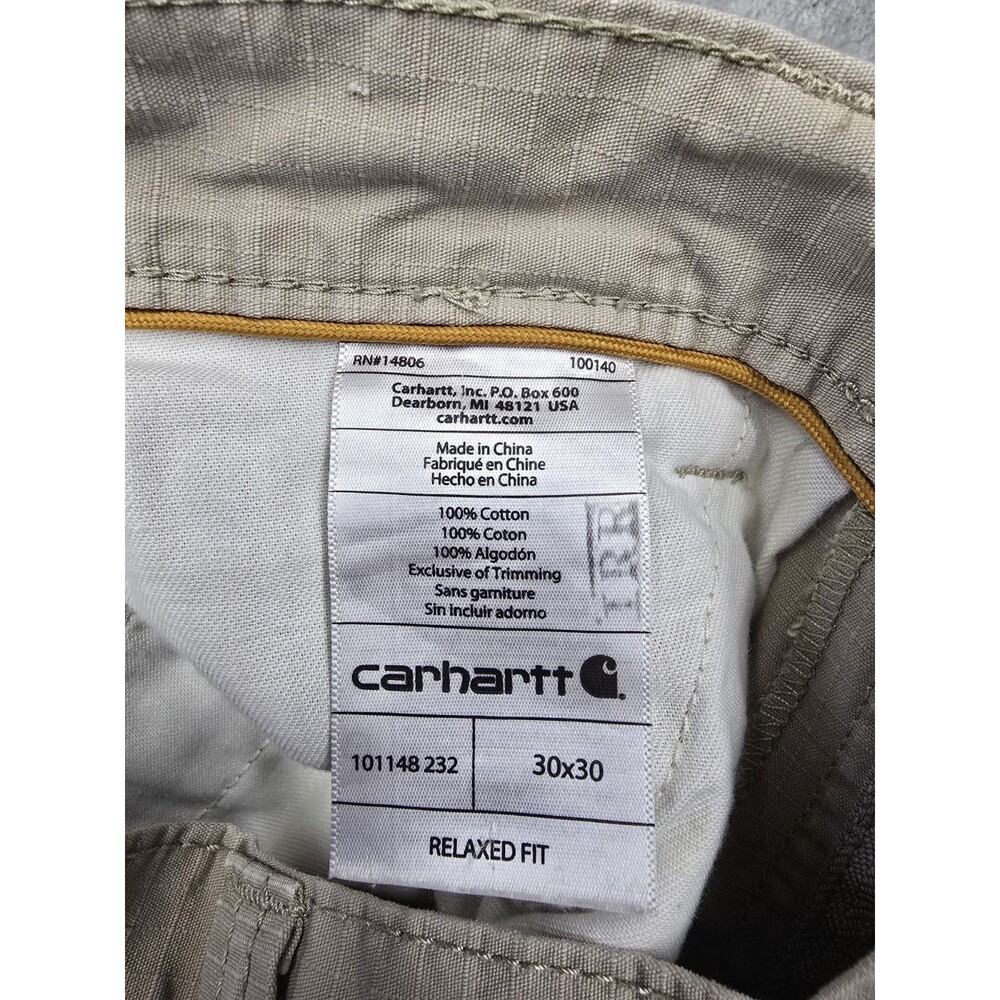 Carhartt Cargo Pants Mens 30x30 Tan Khaki Ripstop Relaxed Fit Workwear Casual - Picture 6 of 9